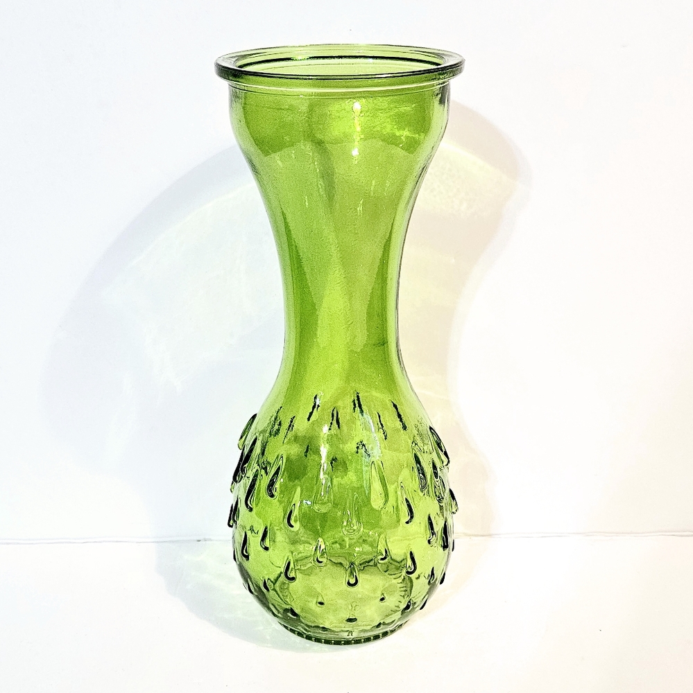 🌺 L.E. Smith Mid Century Modern Emerald Green Hobnail Pressed Glass No. 8 Vase